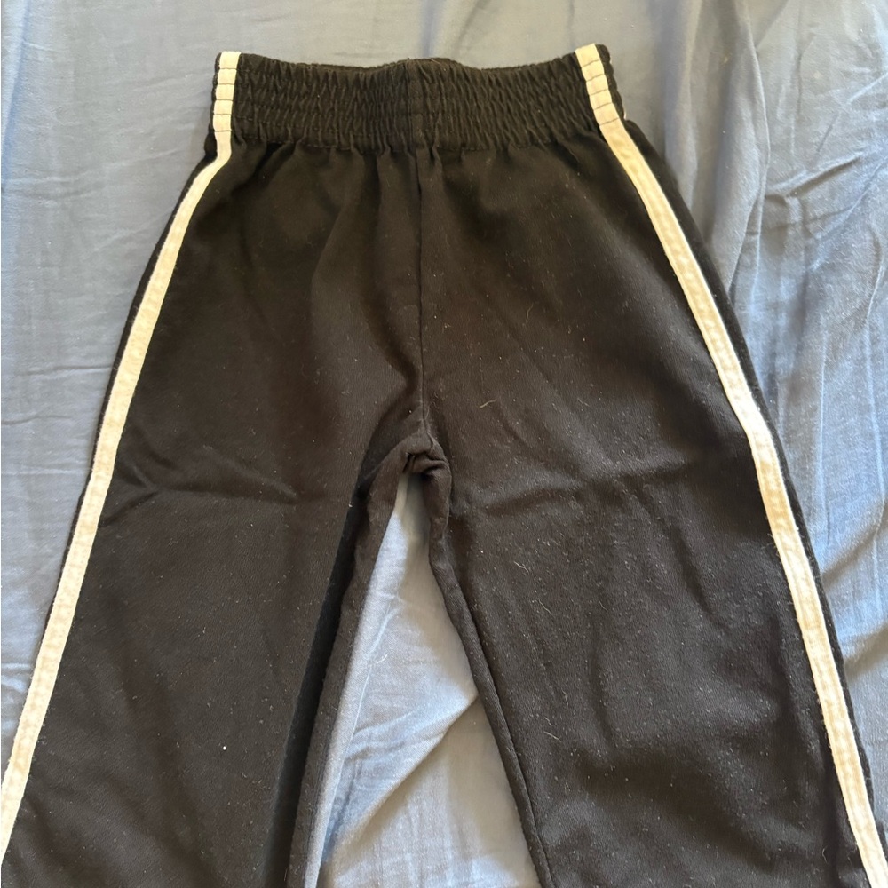 Black Kids Track Pants with White Stripes